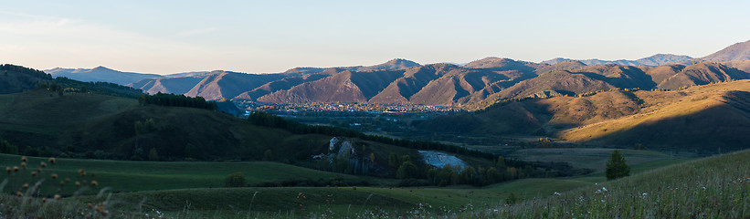 Image showing Village landscape panorama in the evening