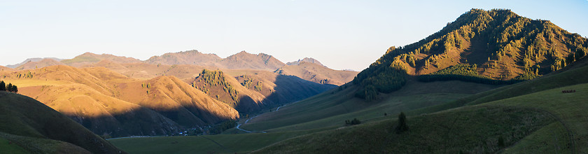 Image showing Village landscape panorama in the evening