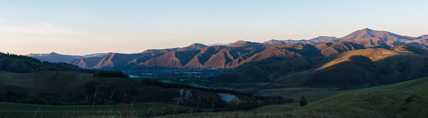 Image showing Village landscape panorama in the evening