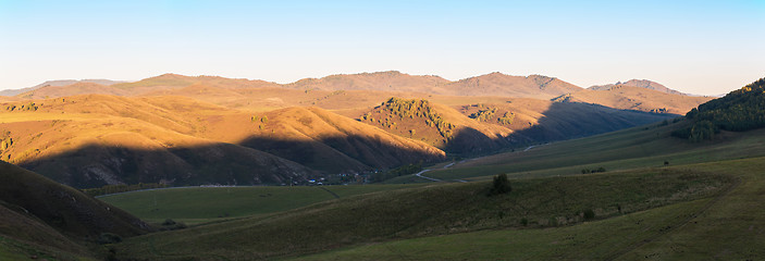 Image showing Village landscape panorama in the evening