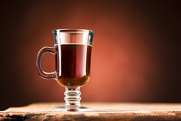 Image showing The black coffee in a glass