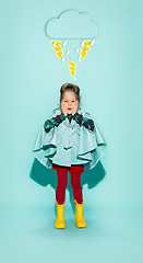 Image showing Little girl posing in fashion style wearing autumn clothing.