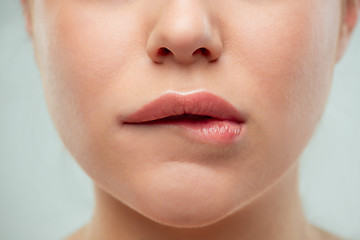 Image showing The close up shot of woman lips