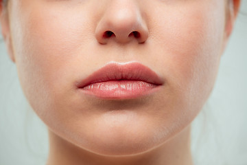 Image showing The close up shot of woman lips