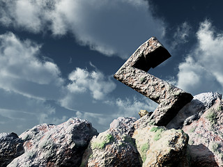 Image showing rune rock under cloudy blue sky - 3d illustration