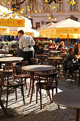 Image showing cafeteria on the street at sun day