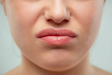 Image showing The close up shot of woman lips