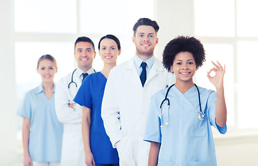 Image showing group of happy doctors at hospital