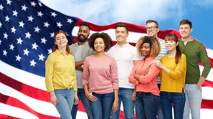 Image showing international group of people over american flag