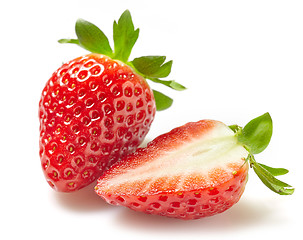 Image showing fresh strawberries on white background