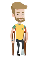 Image showing Man with broken leg and crutches.