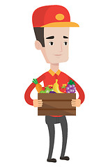 Image showing Delivery man delivering groceries to customer.