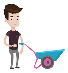 Image showing Man with wheelbarrow vector illustration.