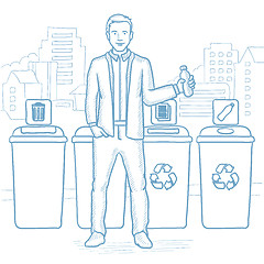 Image showing Man throwing away plastic bottle.