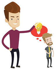 Image showing Businessman giving idea light bulb to his partner.