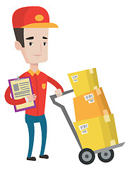 Image showing Delivery man with cardboard boxes.