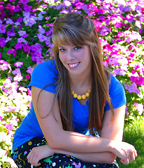 Image showing Pretty Teenage Girl crouched down