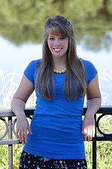 Image showing Pretty Teenage Girl Near River