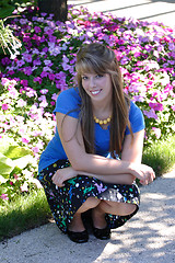 Image showing Pretty Teenage Girl crouched down