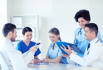 Image showing group of happy doctors meeting at hospital office