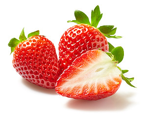 Image showing fresh strawberries on white background