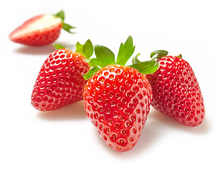 Image showing fresh strawberries on white background