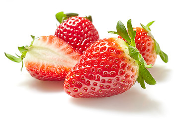 Image showing fresh strawberries on white background