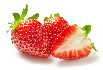 Image showing fresh strawberries on white background