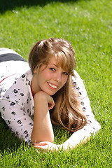 Image showing Teenage Girl in Grass