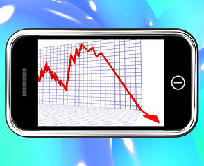 Image showing Arrow Falling On Smartphone Shows Risky Investments