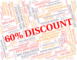 Image showing Sixty Percent Off Represents Reduction Sales And Closeout