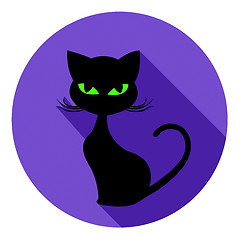 Image showing Halloween Cat Icon Means Trick Or Treat And Autumn