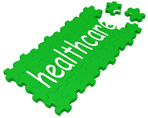 Image showing Health Care Puzzle Shows Medical Care