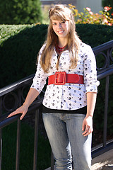 Image showing Pretty Teen Girl Next To Railing