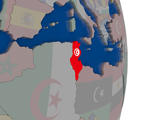 Image showing Tunisia with its flag