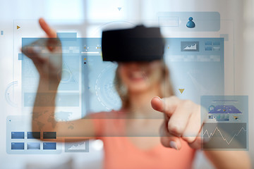 Image showing woman in virtual reality headset or 3d glasses