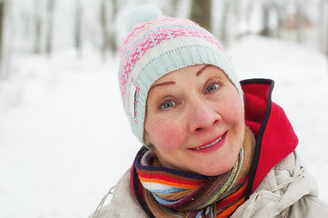 Image showing Portrait of a woman in a winter park