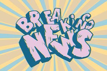 Image showing Breaking News old inscription. Faded text