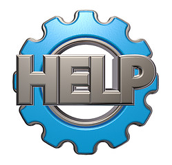 Image showing the word help and gear wheel - 3d rendering