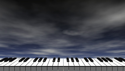 Image showing piano keyboard in front of dark blue sky - 3d illustration