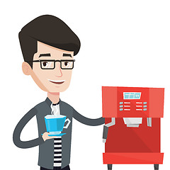 Image showing Man making coffee vector illustration.