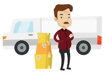 Image showing Man moving to house vector illustration.