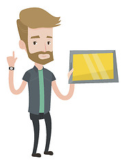 Image showing Student using tablet computer vector illustration.