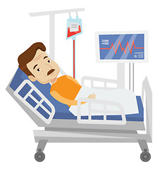 Image showing Patient lying in hospital bed vector illustration.