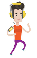 Image showing Man running with earphones and smartphone.