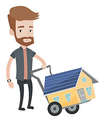 Image showing Young man buying house vector illustration.