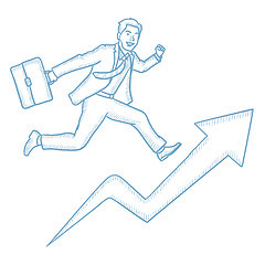 Image showing Businessman running on growth graph.