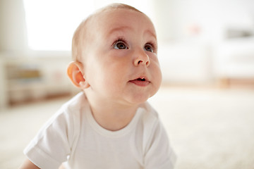 Image showing close up of happy little baby boy or girl at home