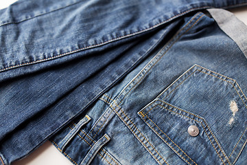 Image showing close up of denim pants or jeans with pocket