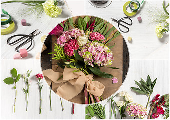 Image showing The florist desktop with working tools